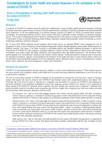 WHO- Considerations for public health and social measures in the workplace in the context of COVID-19